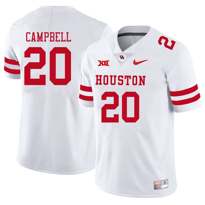 Men-Youth #20 Brandon Campbell Houston Cougars College Big 12 Conference Football Jerseys Sale-White